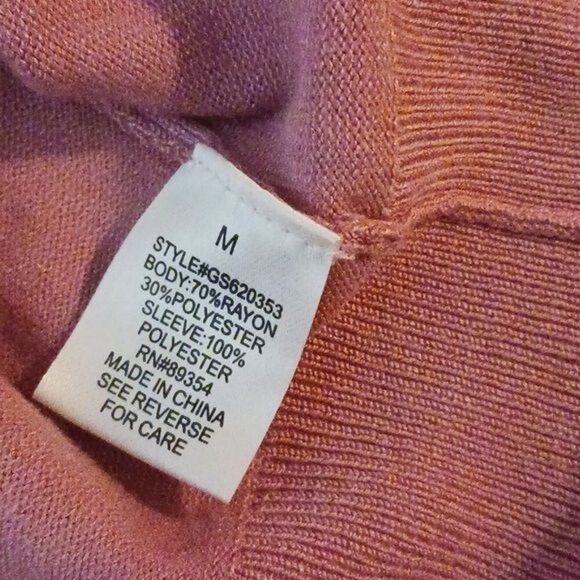 Madison + Hudson Sweater Dusty Pink Crew Neck Sheer Textured Sleeves Size M - Picture 7 of 7